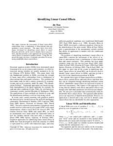 Identifying Linear Causal Effects Jin Tian Department of Computer Science Iowa State University Ames, IA 50011 
