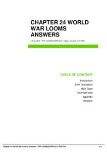 CHAPTER 24 WORLD WAR LOOMS ANSWERS 4 Aug, 2016 | PDF-JOOM5C2WWLA12 | Pages: 35 | Size 1,619 KB  TABLE OF CONTENT