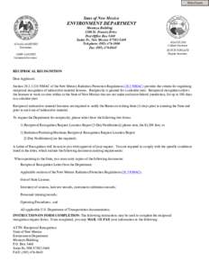 Print Form  State of New Mexico ENVIRONMENT DEPARTMENT