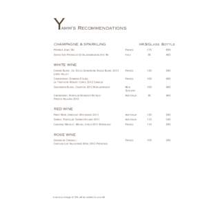 Y  amm’s Recommendations CHAMPAGNE & SPARKLING
