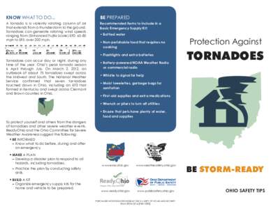 KNOW WHAT TO DO...  BE PREPARED A tornado is a violently rotating column of air that extends from a thunderstorm to the ground.