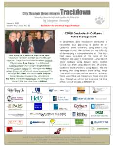 City Manager Newsletter by January, 2013 Volume No. 7, Issue No. 01 Trackdown