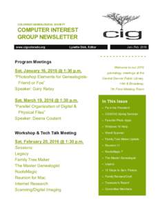 COLORADO GENEALOGICAL SOCIETY  COMPUTER INTEREST GROUP NEWSLETTER www.cigcolorado.org