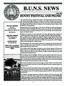 B.U.N.S. NEWS SeptBUNNY FESTIVAL AND PIGNIC  It’s a hop and a thump, a squeek and a churr, a lot of green grass and even more fur.