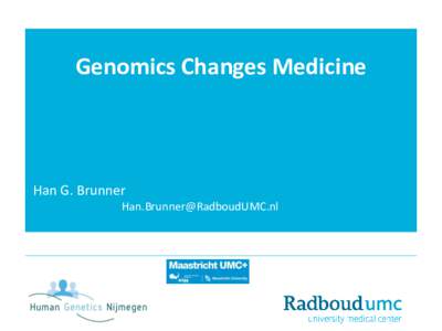 Genomics Changes Medicine  Han G. Brunner   Human Genetics Nijmegen