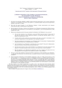 The 5 th meeting of the Association of European Senates Prague, October[removed]., 2003 Questionnaire for the 5th session of the Association of European Senates  A different composition of the chambers in bicameral parliam