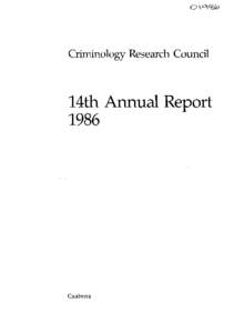 Criminology Research Council  14th Annual Report 1986