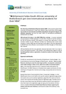 Web2Present - Case Study[removed]University of Stellenbosch Business School Case Study 