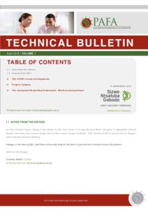 TECHNICAL BULLETIN April 2015 | VOLOME 1 TABLE OF CONTENTS 1.1	 Note from the editors. 1.2	 Foreword by CEO.