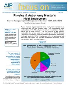 www.aip.org/statistics One Physics Ellipse • College Park, MD 20740 •  •  AprilPhysics & Astronomy Master’s