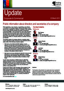 Update  Corporate & Commercial 23 March 2011