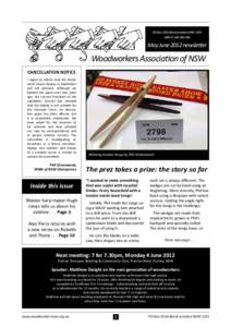 PO Box 1016 Bondi Junction NSW 1355 ABN[removed]May June 2012 newsletter  Woodworkers Association of NSW