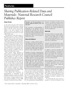 Features  Sharing Publication-Related Data and Materials: National Research Council Publishes Report Diego Pineda