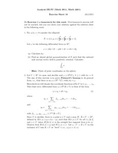 Analysis III/IV (Math 3011, MathExercise SheetDo Exercise 1 as homework for this week. This homework exercise will
