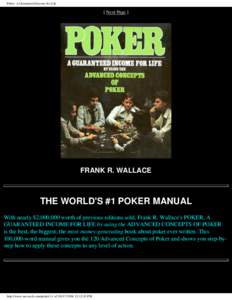 Pot / Betting in poker / Check-raise / Cheating in poker / The Hendon Mob / Index of poker articles / Outline of poker / Games / Gaming / Poker