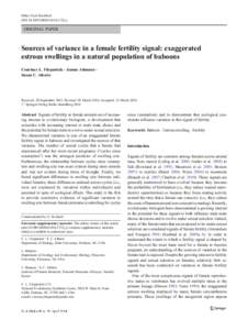 Behav Ecol Sociobiol DOIs00265y ORIGINAL PAPER  Sources of variance in a female fertility signal: exaggerated
