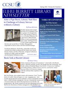CCSU ELIHU BURRITT LIBRARY NEWSLETTER Spring 2016 Volume 20, Number 2  Elihu burritt library