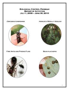 Biological Control Program Report of Activities July 1, [removed] – June 30, [removed]