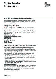 Form BR19 - State Pension Statement - 8 pages to print and fill in with a pen