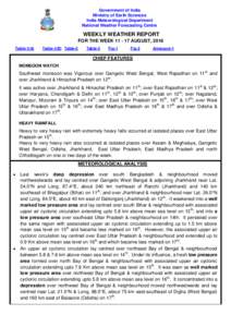 Government of India Ministry of Earth Sciences India Meteorological Department National Weather Forecasting Centre  ALL INDIA WEEKLY WEATHER REPORT