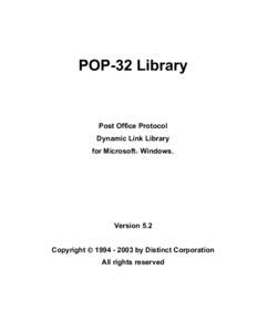 POP-32 Library  Post Office Protocol Dynamic Link Library for Microsoft Windows