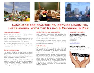 Language assistantships, service learning, internships with the Illinois Program in Paris Language Assistanthips Service Learning and Volunteering