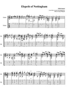 Elspeth of Nottingham Akkermann transcribed, arranged and intabulated by Harry George Pellegrin
