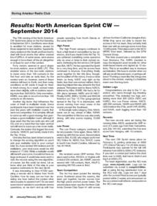 Boring Amateur Radio Club  Results: North American Sprint CW — September 2014 The 75th running of the North American CW Sprint took place on the first Saturday
