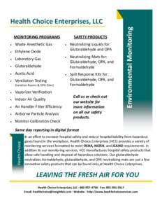 MONITORING PROGRAMS • Waste Anesthetic Gas  •