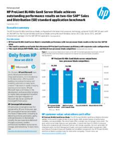 Performance brief  HP ProLiant BL460c Gen8 Server Blade achieves outstanding performance results on two-tier SAP® Sales and Distribution (SD) standard application benchmark September 2013