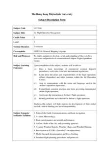 The Hong Kong Polytechnic University Subject Description Form Subject Code  LGT3506