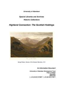 University of Aberdeen  Special Libraries and Archives Historic Collections  Highland Connection: The Scottish Holdings