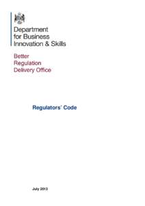    Regulators’ Code July 2013
