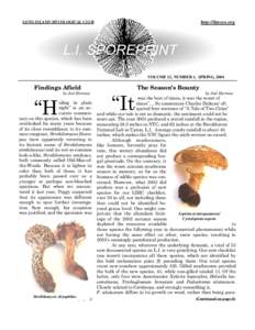 LONG ISLAND MYCOLOGICAL CLUB  http://limyco.org VOLUME 12, NUMBER 1, SPRING, 2004