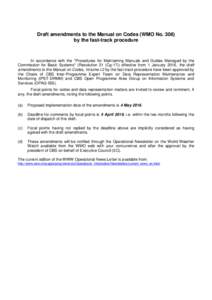 Draft amendments to the Manual on Codes (WMO Noby the fast-track procedure In accordance with the 