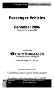 Comparative New Vehicle Pricing  Passenger Vehicles DecemberReplaces 1 November 2006)