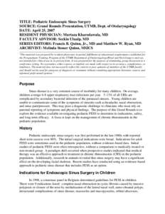 Pediatric Endoscopic Sinus Surgery