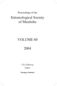 Proceedings of the  Entomological Society of Manitoba  VOLUME 60