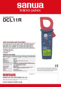 CLAMP METER  DCL11R APPLICATIONS AND FEATURES