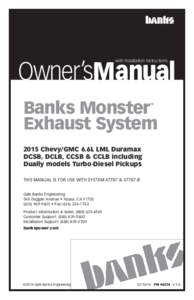 Owner’sManual with Installation Instructions Banks Monster Exhaust System ®