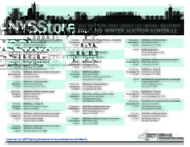 NYSStoreNEW YORK STATE VEHICLE AND HIGHWAY EQUIPMENT FALL AND WINTER AUCTION SCHEDULE
