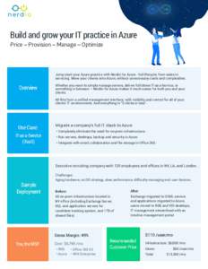 nerd o  Build and grow your IT practice in Azure Price - Provision - Manage - Optimize  Jump-start your Azure practice with Nerdio for Azure - full-lifecycle, from sales to