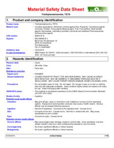 Material Safety Data Sheet Triethylenetetramine, TETA 1.  Product and company identification