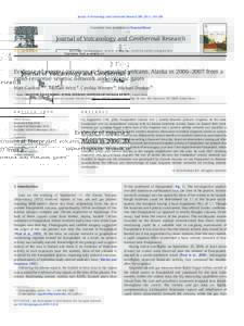 Journal of Volcanology and Geothermal Research[removed]–200  Contents lists available at ScienceDirect Journal of Volcanology and Geothermal Research j o u r n a l h o m e p a g e : w w w. e l s ev i e r. c o m /