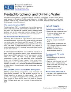 Pentachlorophenol (PCP) in Drinking Water