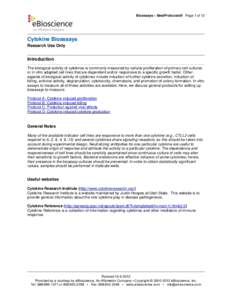 Bioassays – BestProtocols® Page 1 of 12  Cytokine Bioassays Research Use Only  Introduction