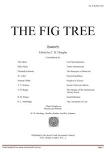No 9 JUNETHE FIG TREE Quarterly Edited by C. H. Douglas Contributions by