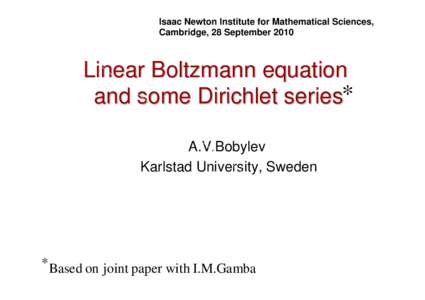 Solutions of the linear Boltzmann equation and some Dirichlet series