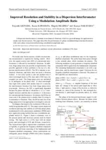 Plasma and Fusion Research: Rapid Communications  Volume 5, Improved Resolution and Stability in a Dispersion Interferometer Using a Modulation Amplitude Ratio