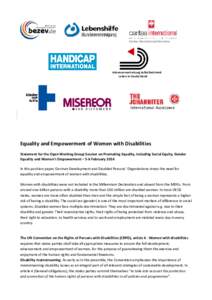 Caritas international/Germany  Interessenvertretung Selbstbestimmt Leben in Deutschland  Equality and Empowerment of Women with Disabilities